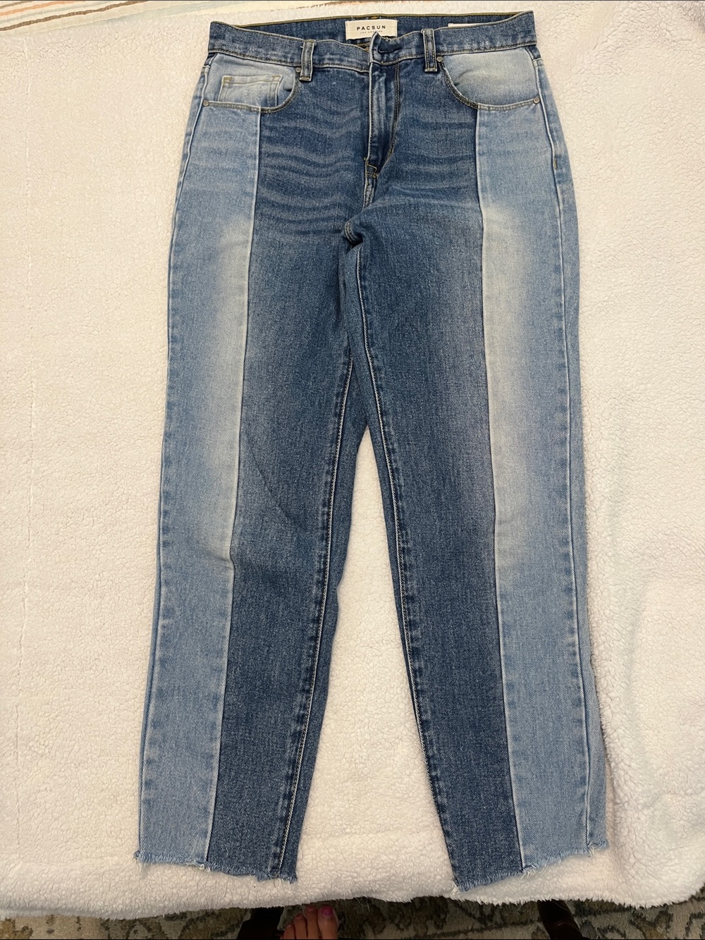 PacSun Two-Tone Straight Leg Jeans in Light & Dark Blue
